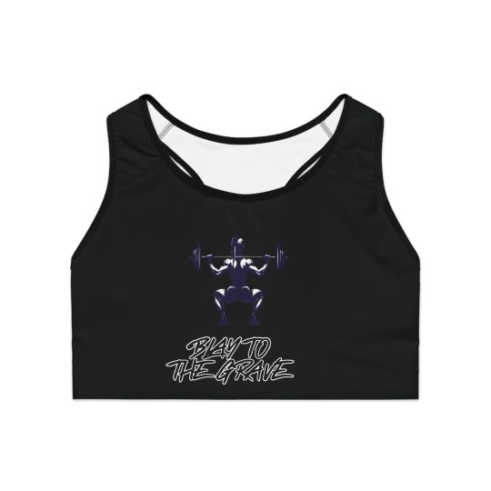 Brave to the Grave Weightlifting Sports Bra — Motivational Women's Workout Crop Top