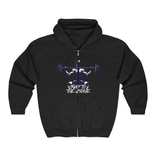 Zip Hoodie — "Blay to the Grave" Weightlifting Graphic