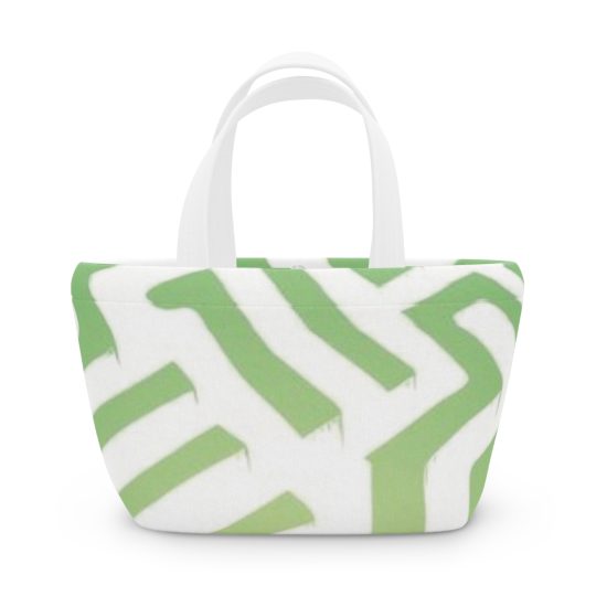 Green Geometric Lunch Bag — Insulated Reusable Tote