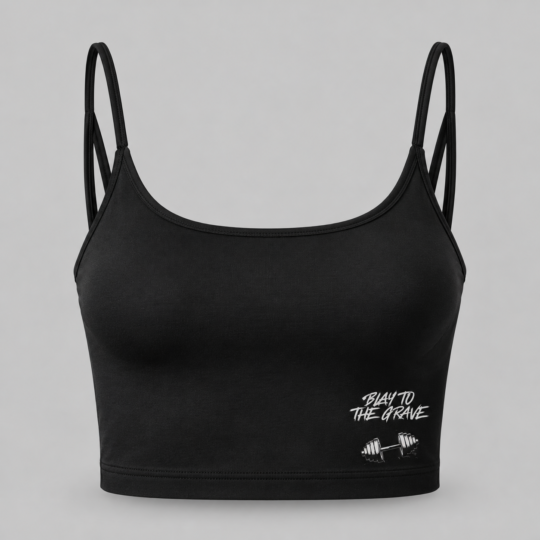 Luxe Sports Bra — "Ready to the Grave" Minimal Workout Crop
